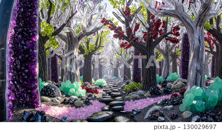 宝石でできた森の風景 宝石でできた森の風景 130029697