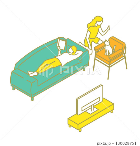 シェアハウスのかわいいイラスト シェアハウスのかわいいイラスト 130029751