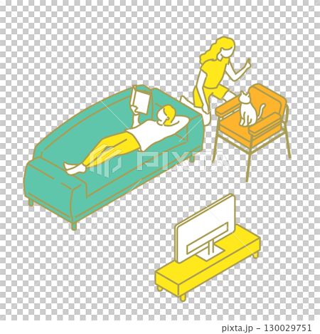 共享房屋的可愛插圖 共享房屋的可愛插圖 130029751