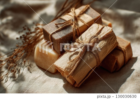 Eco-Friendly African Soap Gift Set Wrapped in Craft Paper and Raffia Eco-Friendly African Soap Gift Set Wrapped in Craft Paper and Raffia 130030630