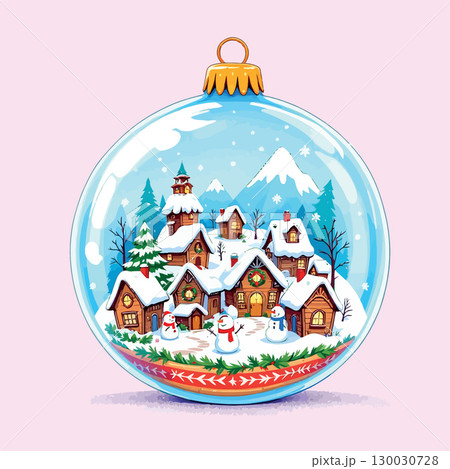 Vsai christmas ornament showing charming snow covered village and three snowmen 130030728