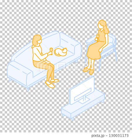 共享房屋的可愛插圖 130031173