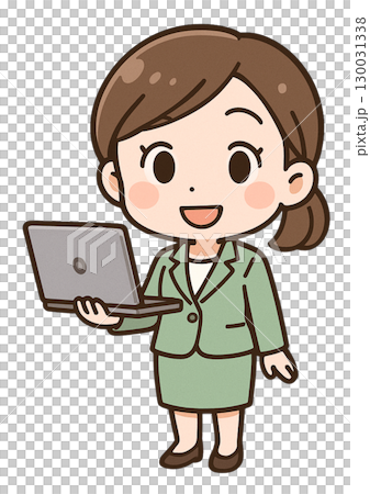 A smiling female engineer with a laptop in hand 130031338