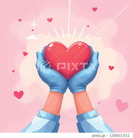 Vsai doctor or nurse is holding a red heart, healthcare and medical concept Vsai doctor or nurse is holding a red heart, healthcare and medical concept 130031552