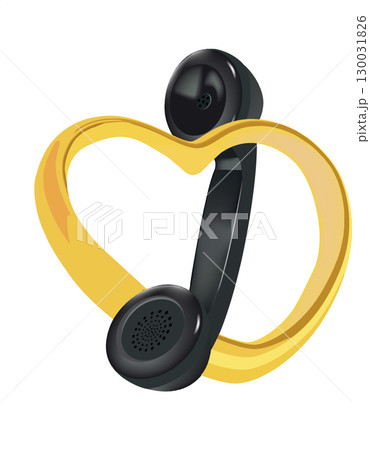 Phone receiver creating heart shape symbolizing love and communication Phone receiver creating heart shape symbolizing love and communication 130031826
