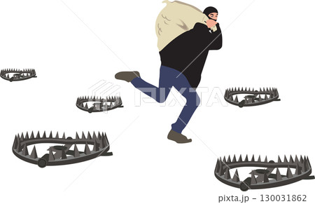 Man dressed in black in mask avoids traps and alarm- Man dressed in black in mask avoids traps and alarm- 130031862