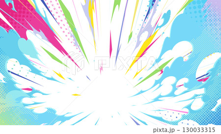 着地の衝撃のカラフルな煙のエフェクトの背景素材_16:9 130033315