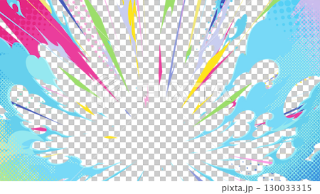 着地の衝撃のカラフルな煙のエフェクトの背景素材_16:9 130033315