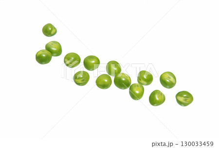 Flying sweet green peas. 130033459