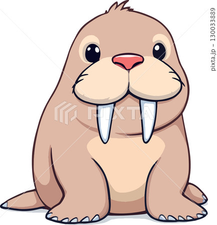 Vsai cute walrus cartoon character sitting and smiling Vsai cute walrus cartoon character sitting and smiling 130033889