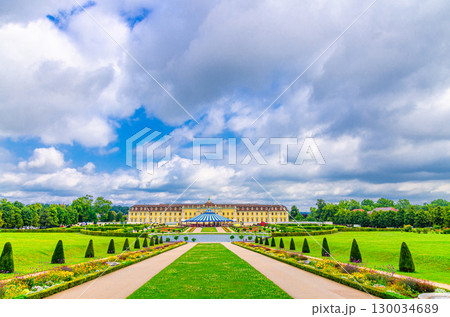 Ludwigsburg Palace Versailles of Swabia Residenzschloss Neuer Hauptbau Neoclassical style and Blooming Baroque gardens in old town Ludwigsburg city historic center, Germany 130034689
