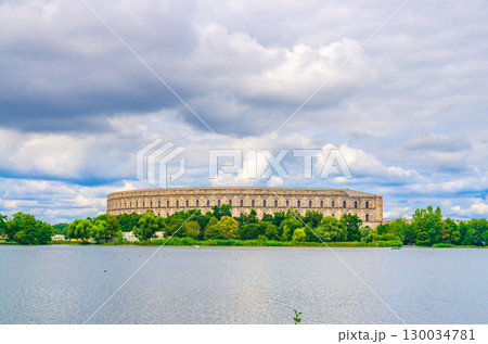 Congress Hall Kongresshalle Documentation Center Nazi Party Rally Grounds, Great Dutzendteich Lake water, Dokumentationszentrum in Nuremberg city, Middle Franconia region, Bavaria state, Germany Congress Hall Kongresshalle Documentation Center Nazi Party Rally Grounds, Great Dutzendteich Lake water, Dokumentationszentrum in Nuremberg city, Middle Franconia region, Bavaria state, Germany 130034781