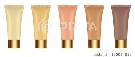 Set of nude beige tubes. 3d mockup. Shades of natural beige color Set of nude beige tubes. 3d mockup. Shades of natural beige color 130034810