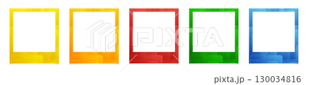 Set of gradient photo frames. Empty frame mockup. Orange, yellow, red, blue and green vintage card Set of gradient photo frames. Empty frame mockup. Orange, yellow, red, blue and green vintage card 130034816