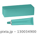 Set of aquamarine green metal tube and box. Realistic mockup 130034900