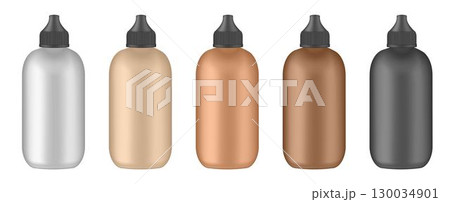 Set of nude beige foundation bottles. 3d mockup Set of nude beige foundation bottles. 3d mockup 130034901