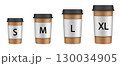 Vector set of different take away hot and cold beverage sizes 130034905