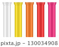 Set of effervescent tablet tubes. Large medical pill bottles. White, yellow, orange, red 130034908