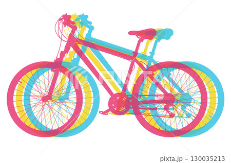 Bicycle in three colors. Mountain sport bike graphic design 130035213