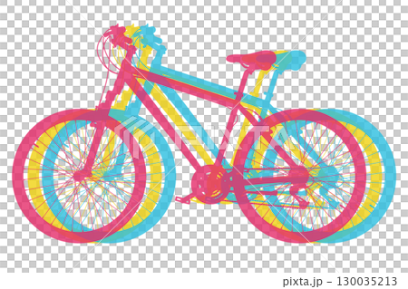Bicycle in three colors. Mountain sport bike graphic design 130035213