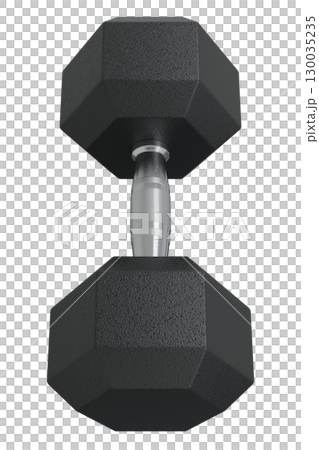 Blank Hex Dumbbell, weightlifting gym equipment top view 130035235