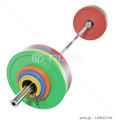 Cast Iron Olympic Adjustable Barbell, weightlifting gym equipment, side view Cast Iron Olympic Adjustable Barbell, weightlifting gym equipment, side view 130035236