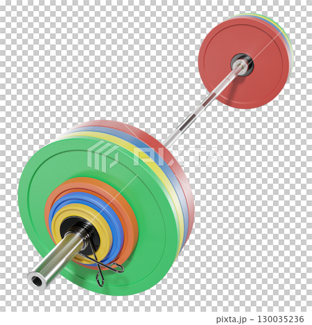 Cast Iron Olympic Adjustable Barbell, weightlifting gym equipment, side view 130035236