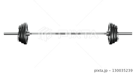 Cast Iron Black Olympic Adjustable Barbell, weightlifting gym equipment, front view 130035239