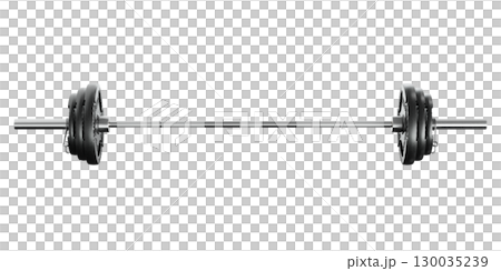 Cast Iron Black Olympic Adjustable Barbell, weightlifting gym equipment, front view 130035239