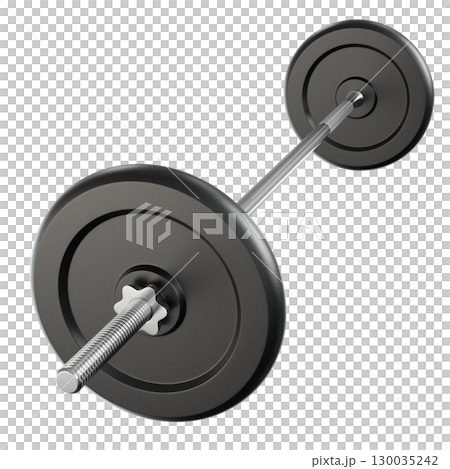 Cast Iron Black Adjustable Barbell, weightlifting gym equipment, side view Cast Iron Black Adjustable Barbell, weightlifting gym equipment, side view 130035242