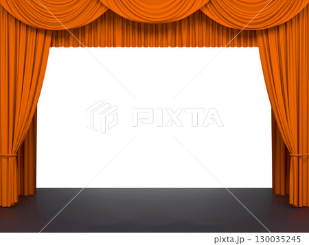 Luxury stage or windows curtains, realistic 3D illustration Luxury stage or windows curtains, realistic 3D illustration 130035245
