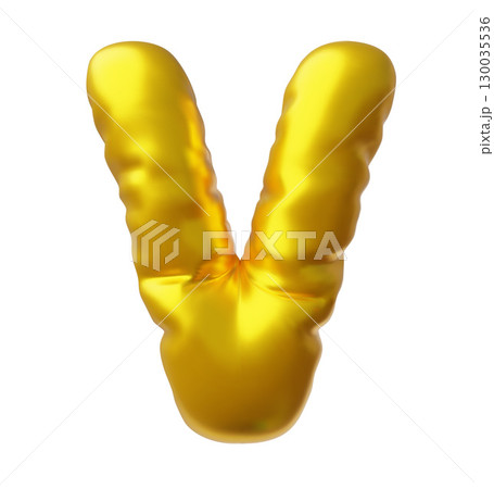 English alphabet letter V from golden foil air inflated balloon 3D vector icon, render kids puffy type font symbol English alphabet letter V from golden foil air inflated balloon 3D vector icon, render kids puffy type font symbol 130035536