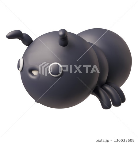 Cute black spider realistic 3D plastic style vector icon, cartoon smiling insect, wildlife fauna, entomology isolated Cute black spider realistic 3D plastic style vector icon, cartoon smiling insect, wildlife fauna, entomology isolated 130035609