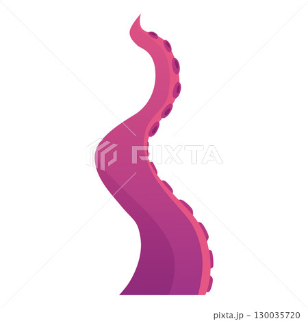 Octopus curl long tentacle with suckers, vector flat wavy limb of the sea monster kraken, cartoon sea and ocean animal Octopus curl long tentacle with suckers, vector flat wavy limb of the sea monster kraken, cartoon sea and ocean animal 130035720