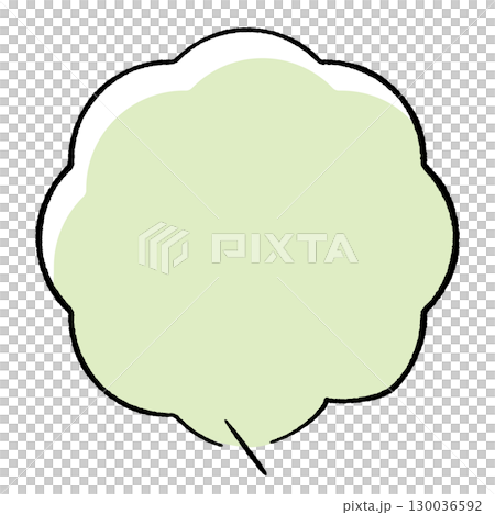 簡單的手繪線條風格的對話泡泡。正圓，蓬鬆的尾巴，直線，居中，朝向右側。色彩時尚。 130036592