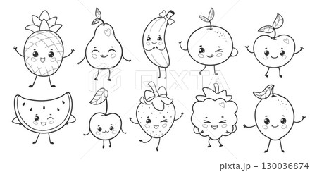 Cute fruit characters collection 130036874