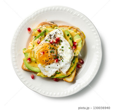 plate of healthy breakfast sandwich 130036940