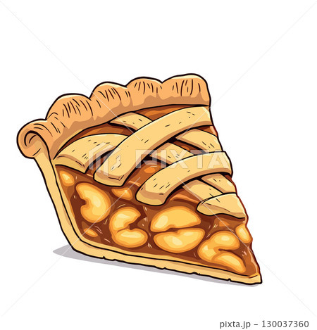 Vsai delicious slice of apple pie showing filling and crust 130037360