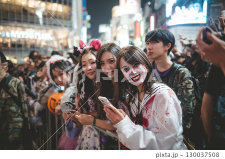 渋谷でハロウィンを楽しむ若者たち 渋谷でハロウィンを楽しむ若者たち 130037508