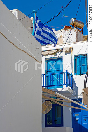 Mykonos house entrance blue door 130037659