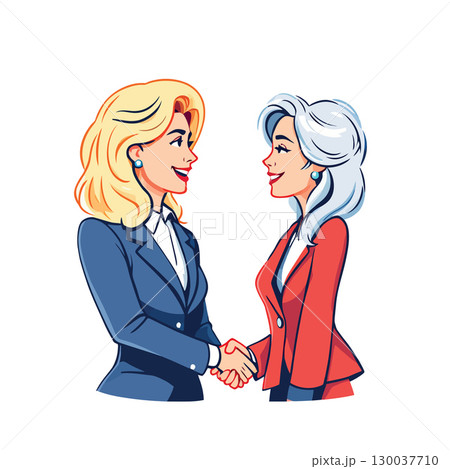 Two businesswomen shaking hands, closing a business deal Two businesswomen shaking hands, closing a business deal 130037710