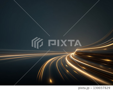 黒背景に伸びるネオンの光の軌跡が描く未来的ビジュアル 黒背景に伸びるネオンの光の軌跡が描く未来的ビジュアル 130037829