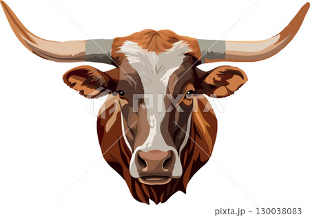 Texas longhorn bull showing its large horns Texas longhorn bull showing its large horns 130038083