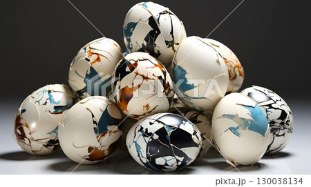 decorative composition still life of chicken eggs. creative food products 130038134