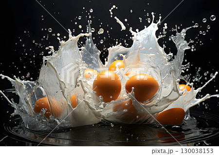 chicken eggs flying in different directions. abstract creativity. 130038153