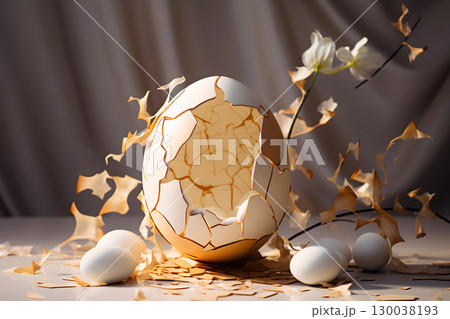 decorative composition still life of chicken eggs. creative food products 130038193