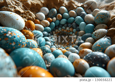 colored spotted decorative partridge eggs 130038221
