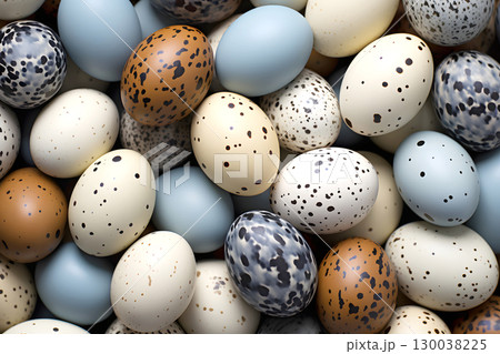 colored spotted decorative partridge eggs 130038225