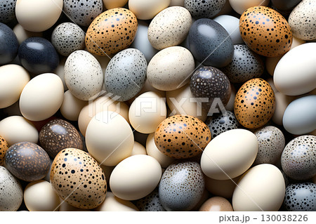 colored spotted decorative partridge eggs 130038226