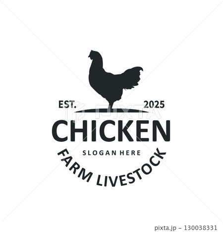 Simple chicken logo design with minimalist and modern concept and also vintage retro, livestock farm design, symbol illustration and brand template, poster, and business Simple chicken logo design with minimalist and modern concept and also vintage retro, livestock farm design, symbol illustration and brand template, poster, and business 130038331